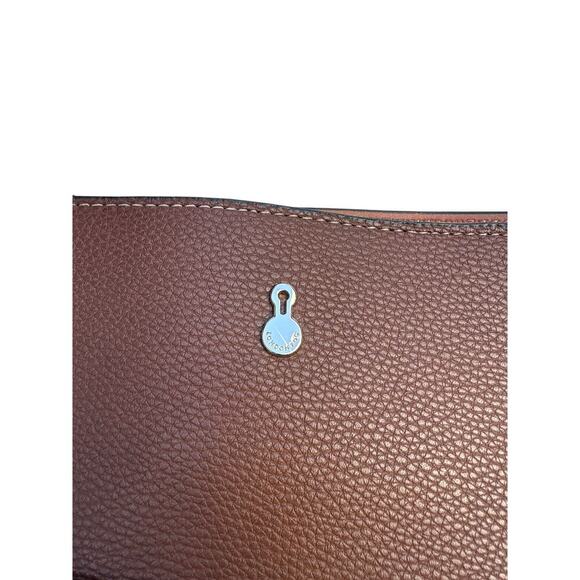 Brown Pebbled Leather Tote Bag Structured Carryall - Picture 5 of 6